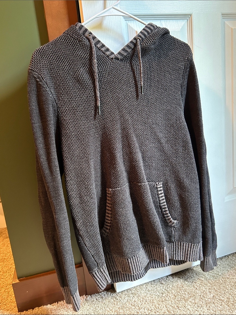 urban pipeline Men's Charcoal Gray V-Neck Knit Hoodie Pullover
